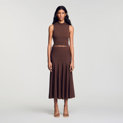 Giovi Cropped sheer effect jumper Brown