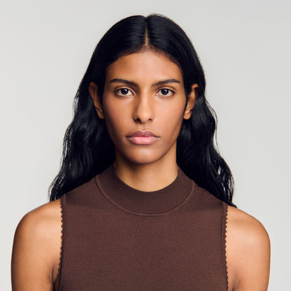 Giovi Cropped sheer effect jumper Brown