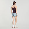 Aloe Pointelle knit vest top with bow Brown