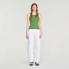 Ona Striped vest top with tassels Green / Ecru