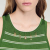 Ona Striped vest top with tassels Green / Ecru
