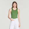 Ona Striped vest top with tassels Green / Ecru