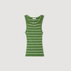 Ona Striped vest top with tassels Green / Ecru