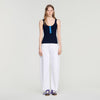 Emil Contrast button vest top Navy Blue