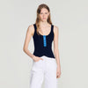 Emil Contrast button vest top Navy Blue