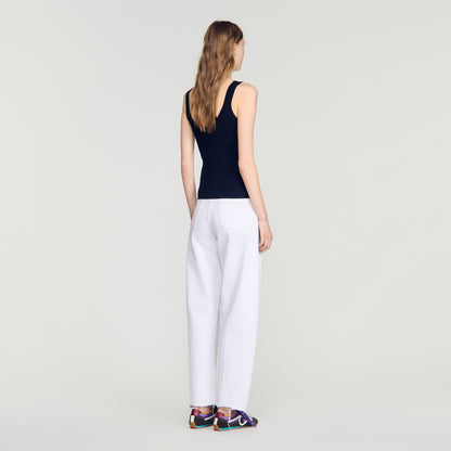 Emil Contrast button vest top Navy Blue