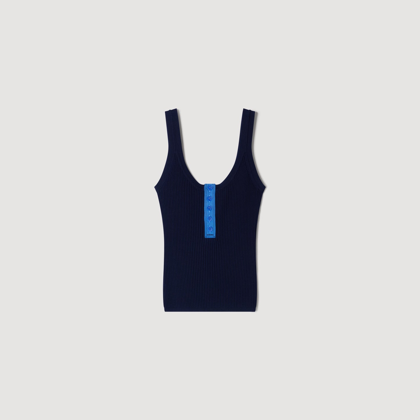 Emil Contrast button vest top Navy Blue