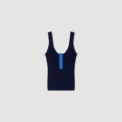Emil Contrast button vest top Navy Blue