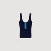 Emil Contrast button vest top Navy Blue