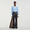 Megan Two-tone wool polo jumper Sky Blue