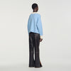 Megan Two-tone wool polo jumper Sky Blue