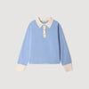 Megan Two-tone wool polo jumper Sky Blue