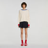 Shanti Contrast round-neck wool jumper Ecru