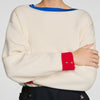 Shanti Contrast round-neck wool jumper Ecru
