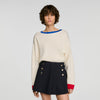 Shanti Contrast round-neck wool jumper Ecru