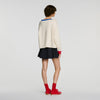 Shanti Contrast round-neck wool jumper Ecru