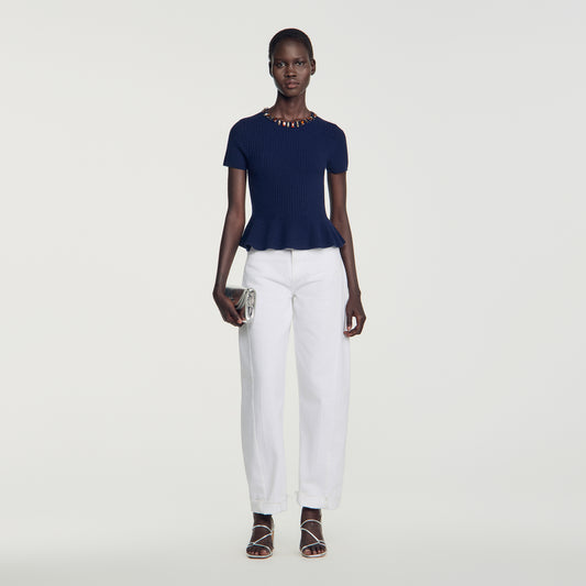 Jesse Ribbed wool and cashmere jumper Navy Blue