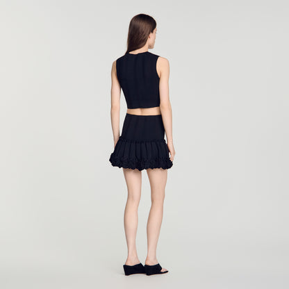 Noe Cropped ribbed knit top Black