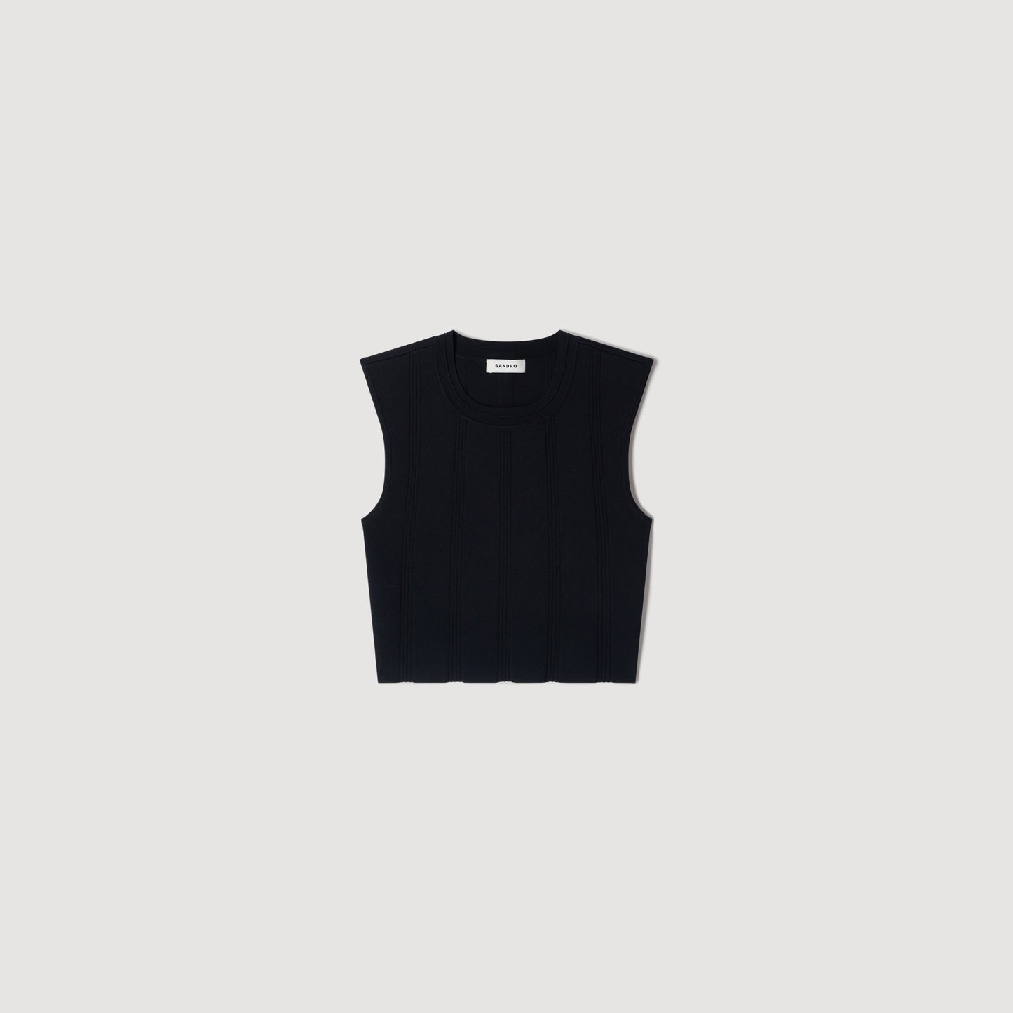 Noe Cropped ribbed knit top Black