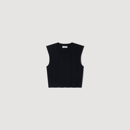 Noe Cropped ribbed knit top Black
