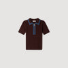 Richmond Knit polo jumper with denim collar Brown