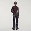 Cole Ribbed roll-neck jumper Brown