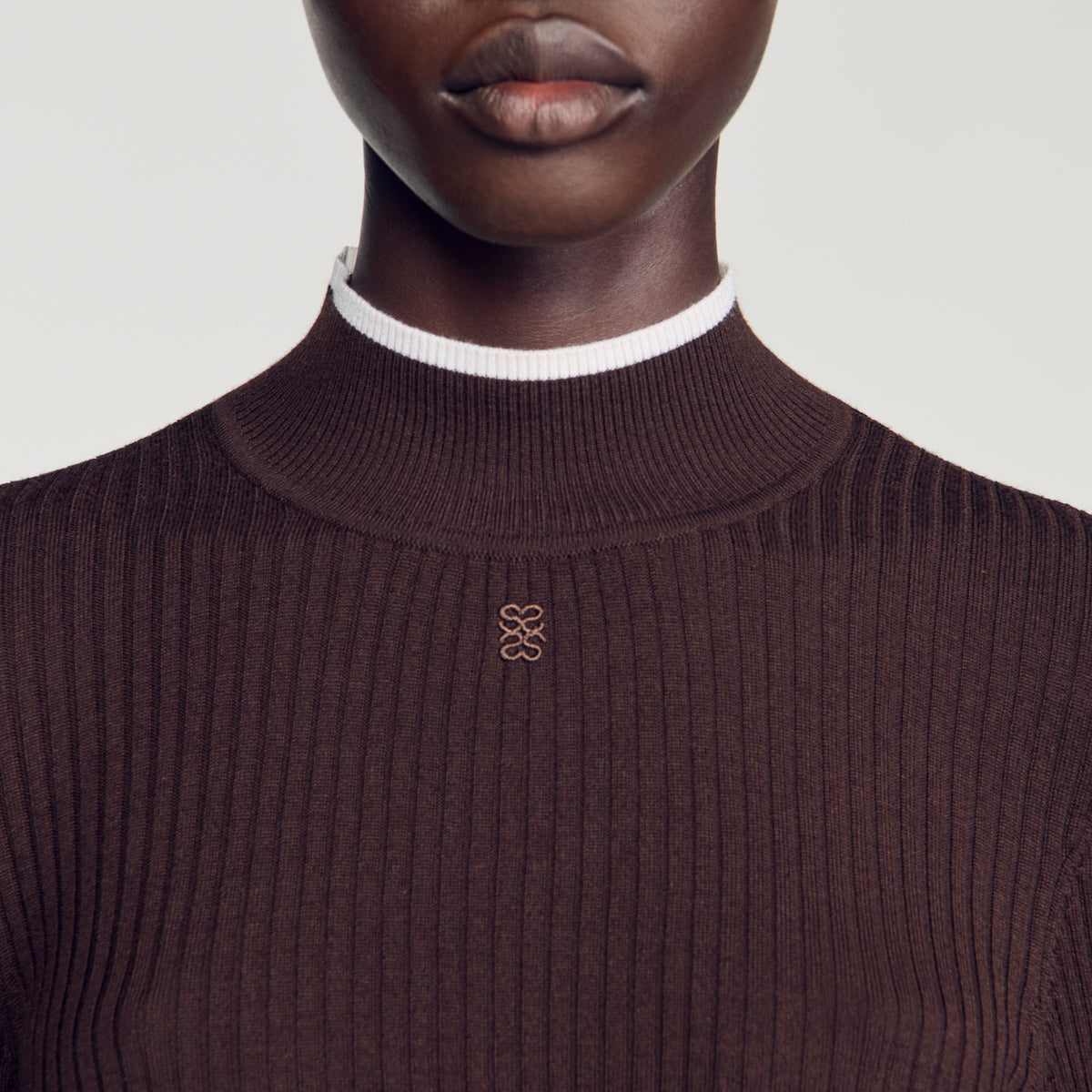 Cole Ribbed roll-neck jumper Brown