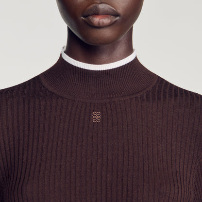 Cole Ribbed roll-neck jumper Brown