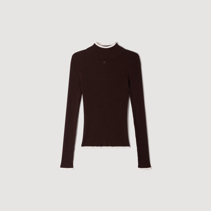 Cole Ribbed roll-neck jumper Brown