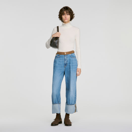 Lana Ruffled roll-neck wool jumper Ecru