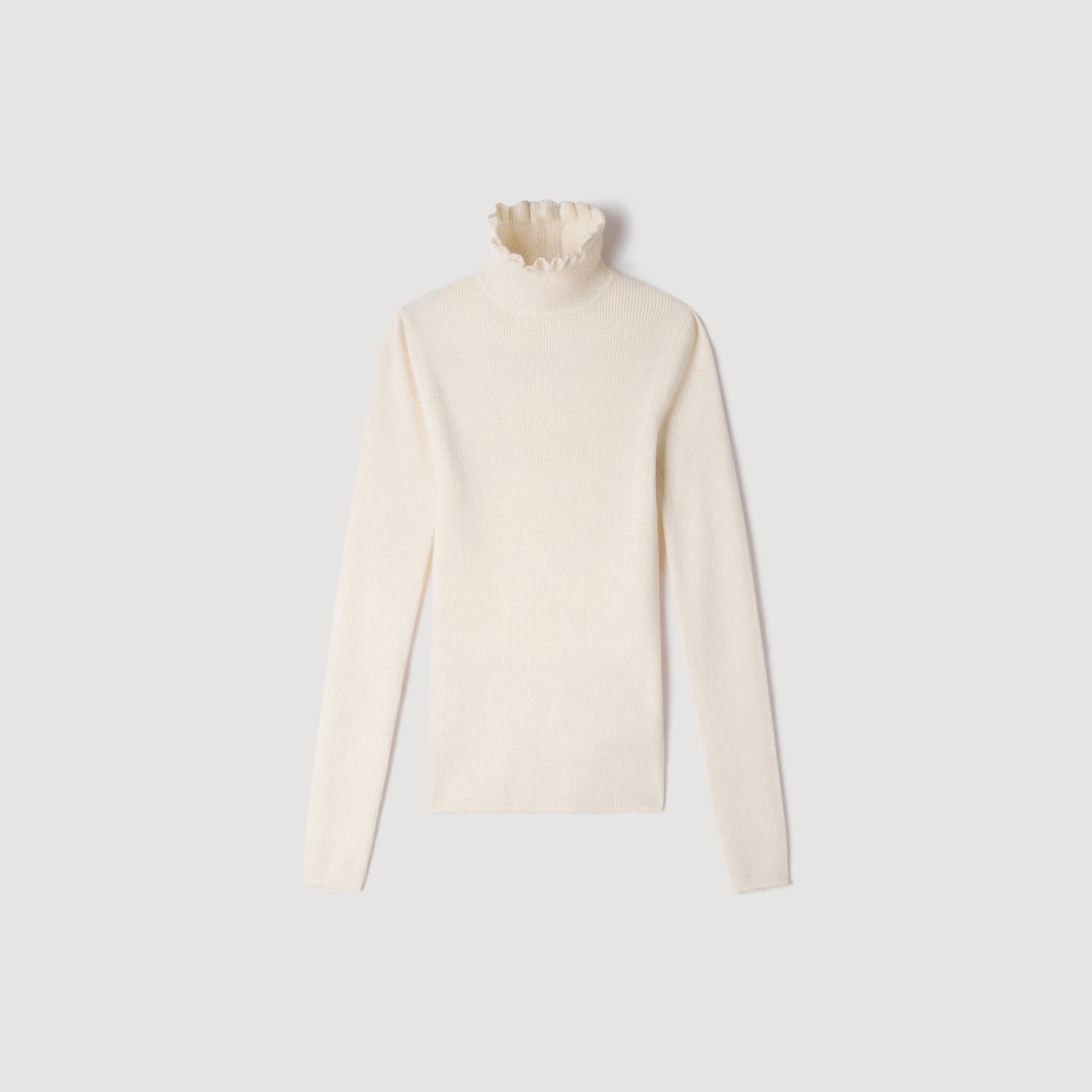 Lana Ruffled roll-neck wool jumper Ecru
