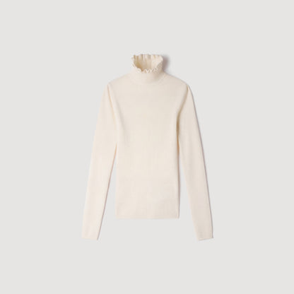 Lana Ruffled roll-neck wool jumper Ecru