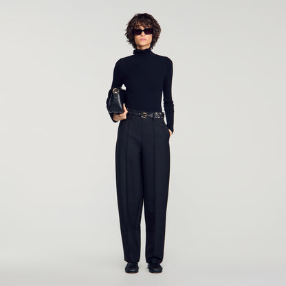 Lana Ruffled roll-neck wool jumper Black