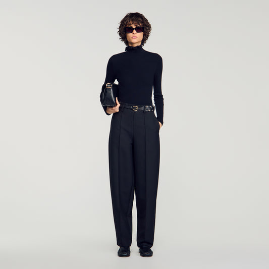 Lana Ruffled roll-neck wool jumper Black
