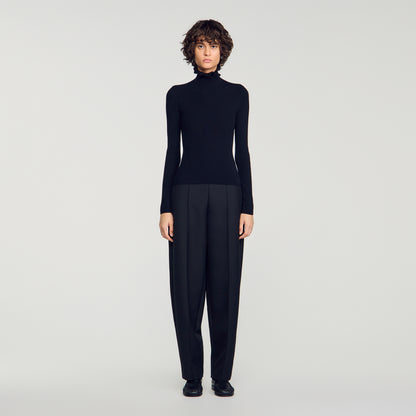 Lana Ruffled roll-neck wool jumper Black