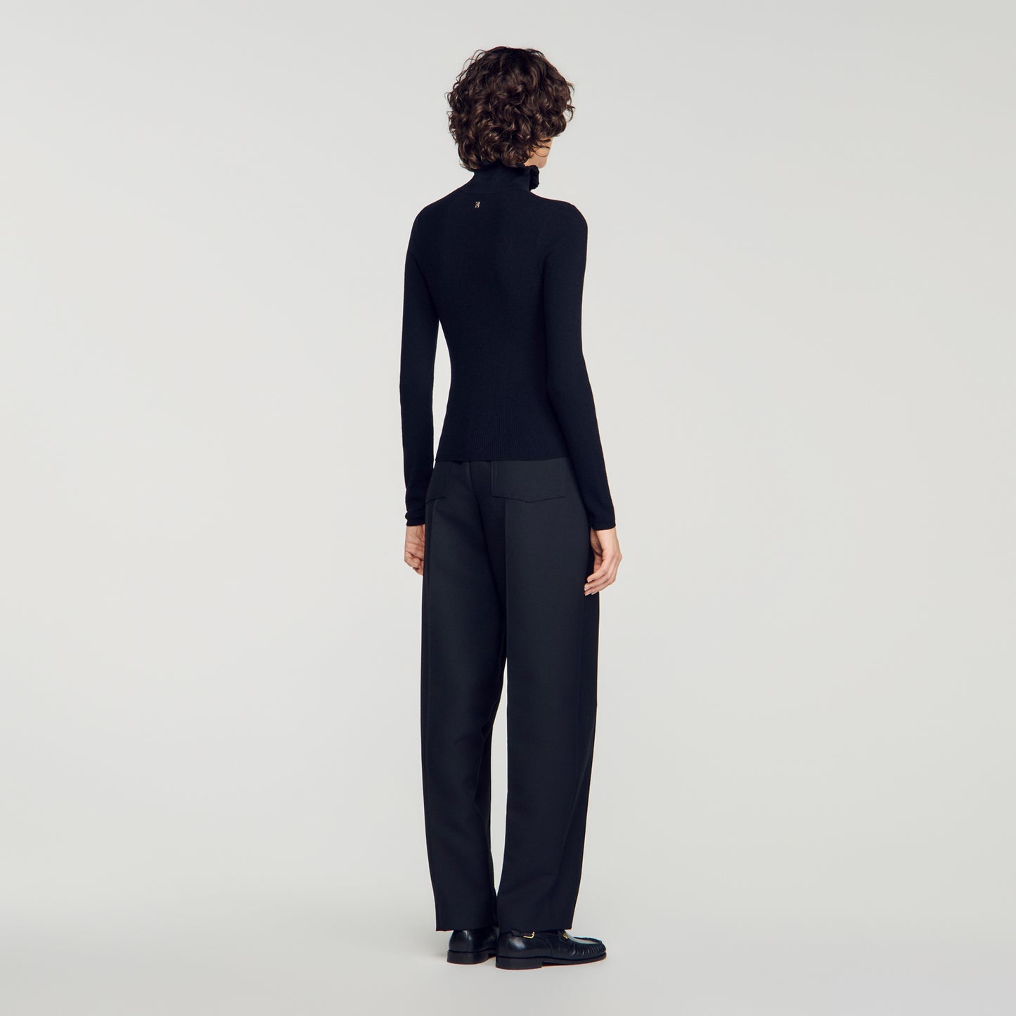 Lana Ruffled roll-neck wool jumper Black