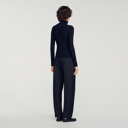 Lana Ruffled roll-neck wool jumper Black