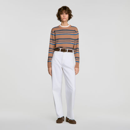 Piper Layered Effect Striped Jumper Camel