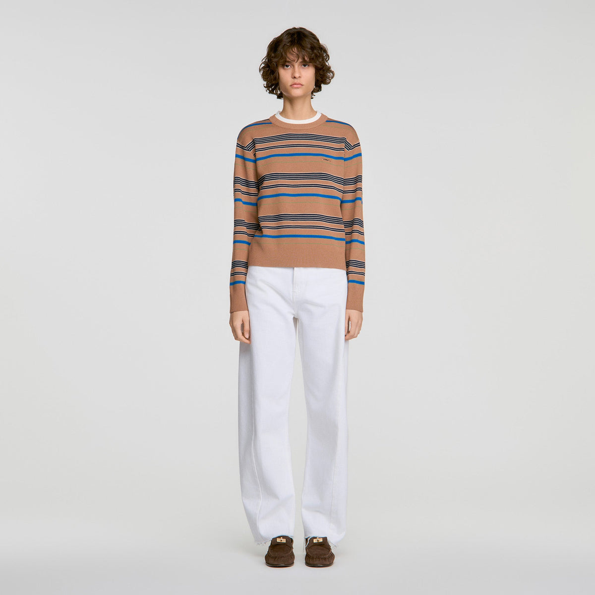Piper Layered Effect Striped Jumper Camel