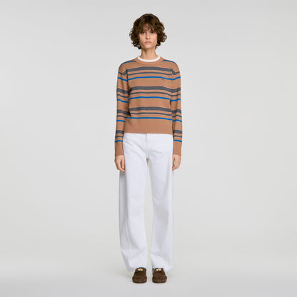 Piper Layered Effect Striped Jumper Camel