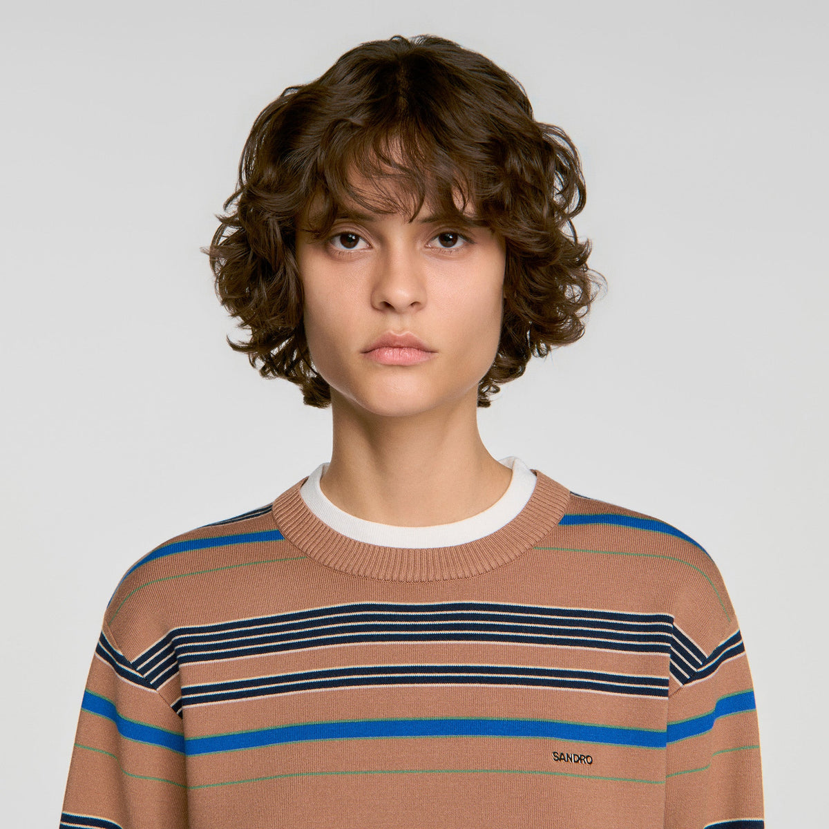 Piper Layered Effect Striped Jumper Camel