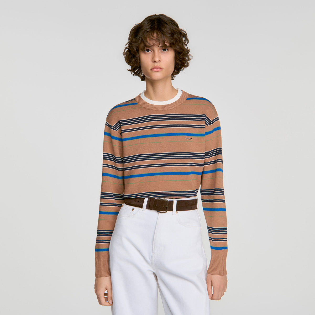 Piper Layered Effect Striped Jumper Camel