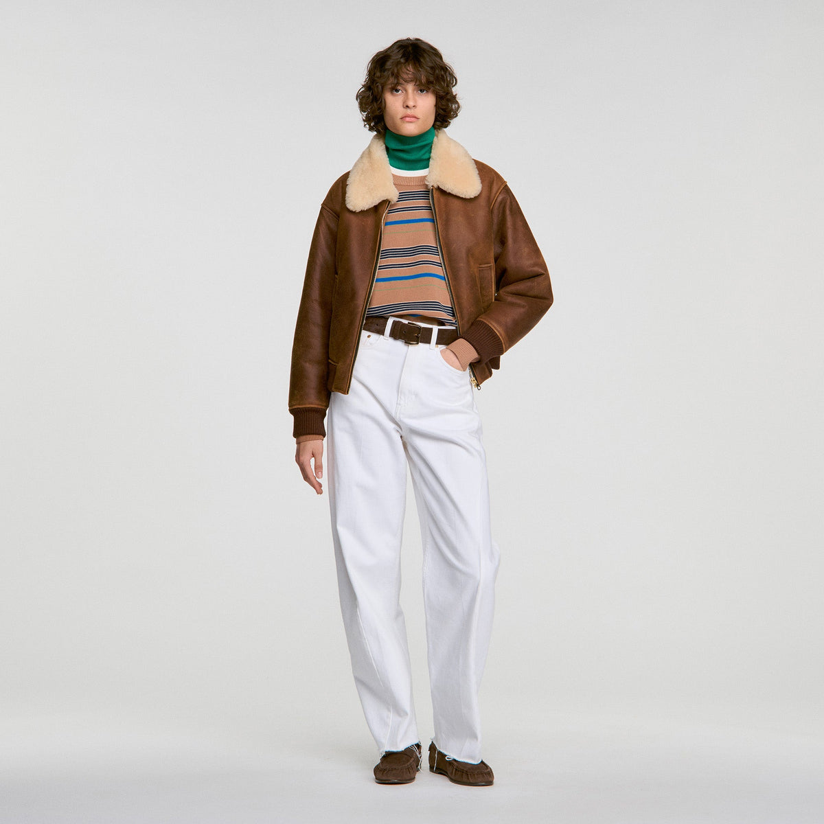 Piper Layered Effect Striped Jumper Camel