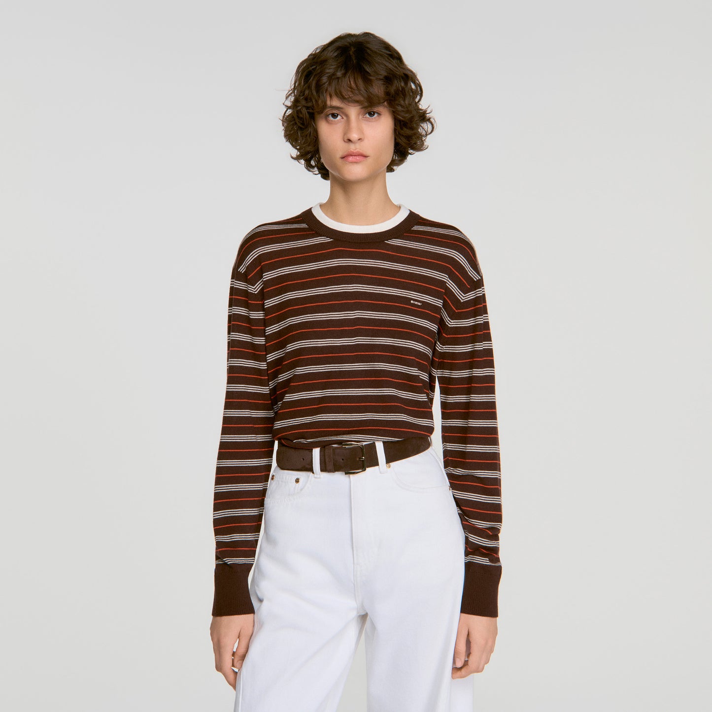 Mabel Striped wool jumper Brown