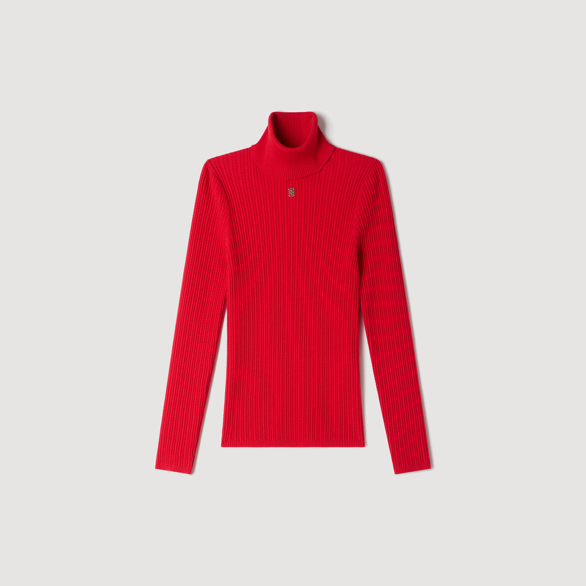 Eline Cable knit roll-neck jumper Red