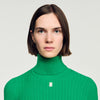 Eline Roll-Neck Cable Knit Jumper Green