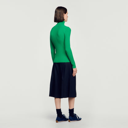 Eline Roll-Neck Cable Knit Jumper Green