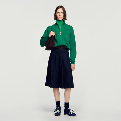 Eline Roll-Neck Cable Knit Jumper Green