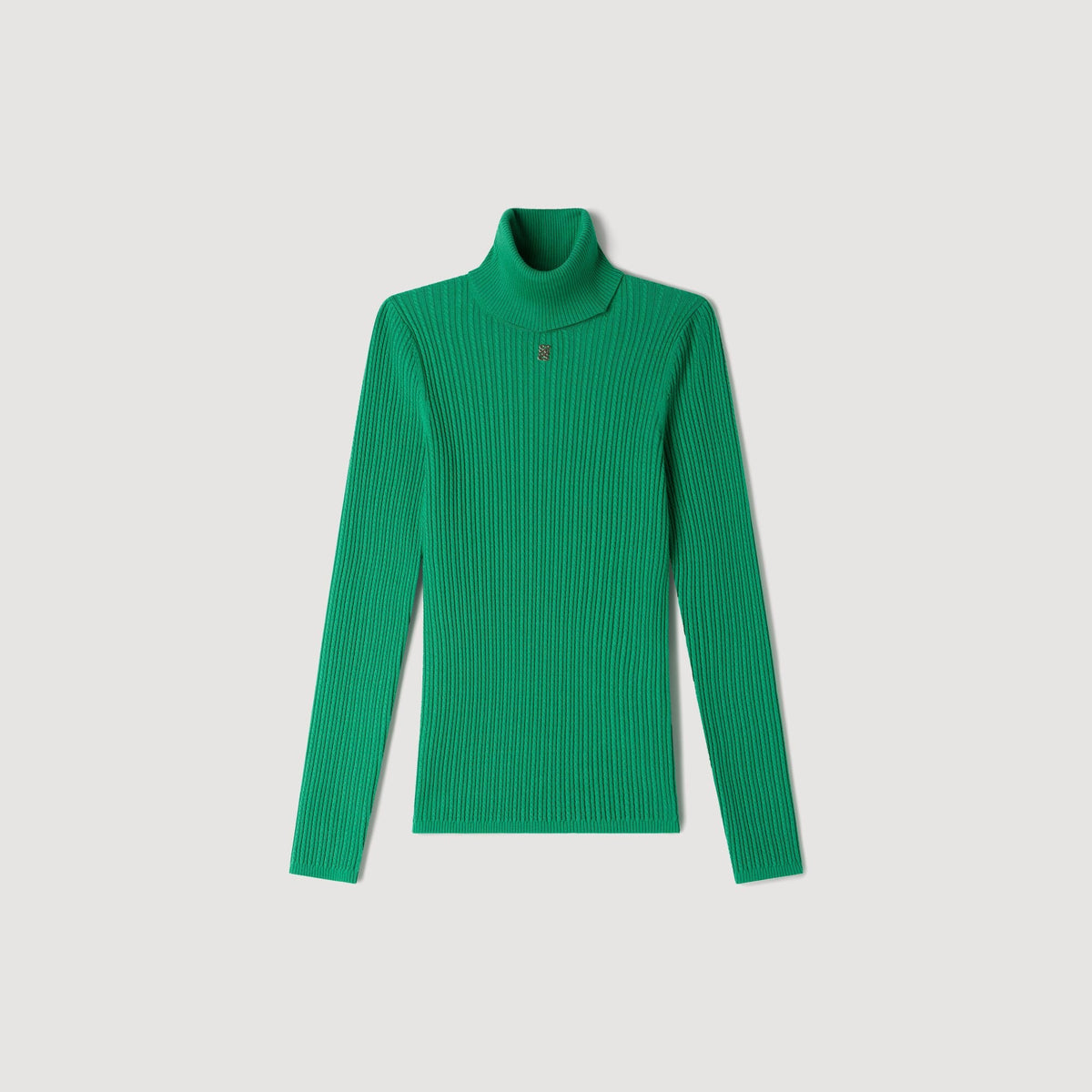 Eline Roll-Neck Cable Knit Jumper Green