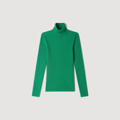 Eline Roll-Neck Cable Knit Jumper Green